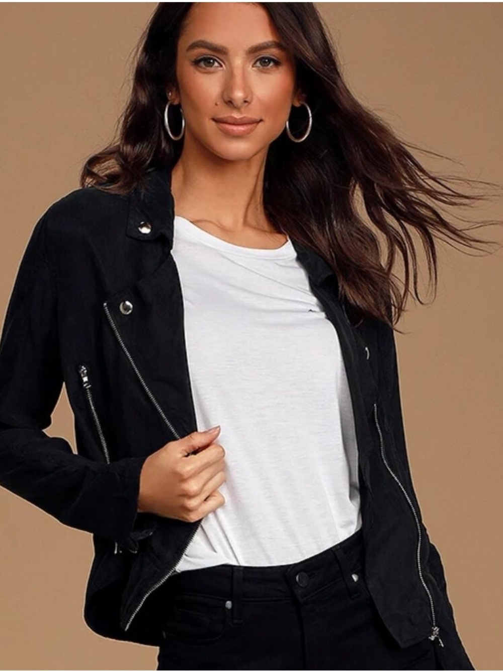 BLANKNYC Women's Zipper Crop Moto Jacket Black Small